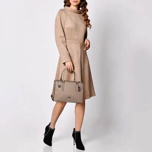 Coach Beige Leather Brooklyn Carryall Satchel - Picture 7 of 8